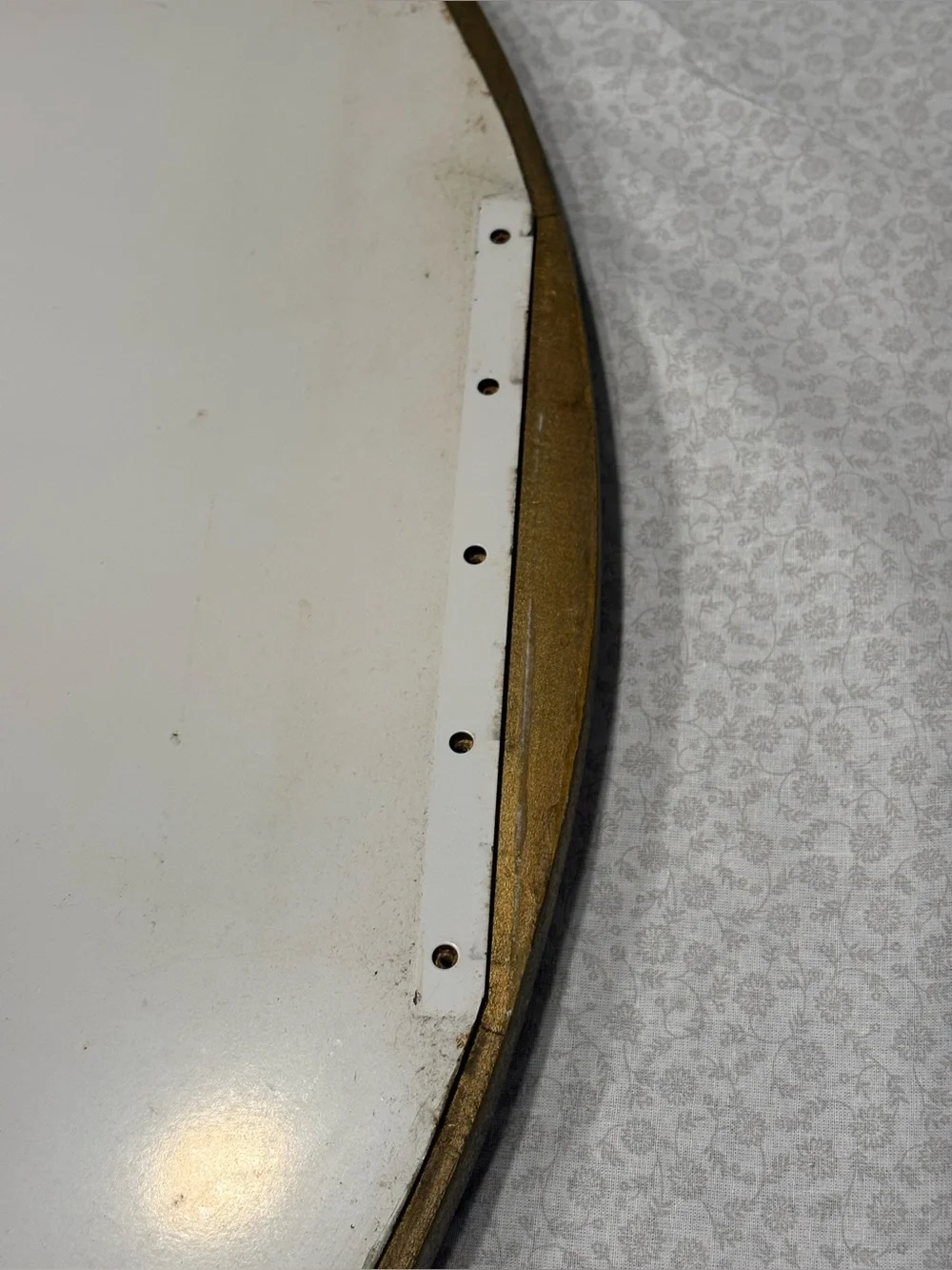 Antique Ornate Gold Medicine Cabinet Door Oval Mirror VTG 20x28 Regency Floral
